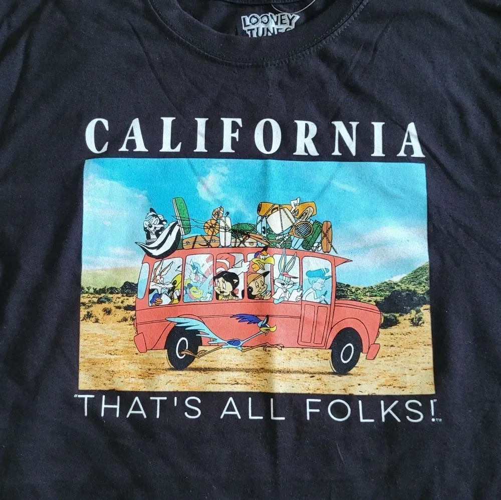 Looney Tunes "California That's All Folks!" Cropped Graphic Tee👕 - NWT - Picture 9 of 9